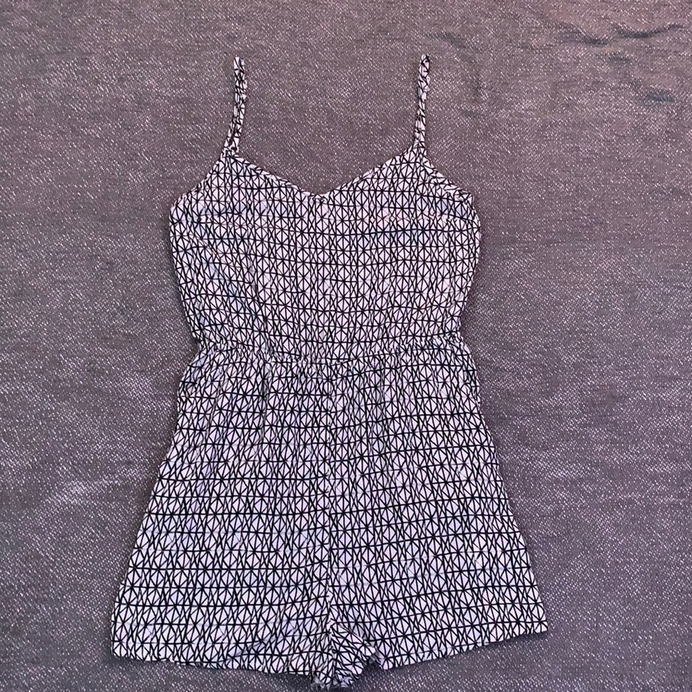 Patterned Black and White Romper